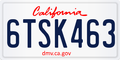 CA license plate 6TSK463