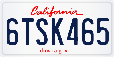 CA license plate 6TSK465