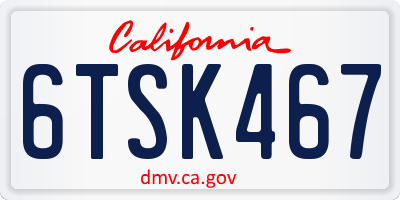 CA license plate 6TSK467