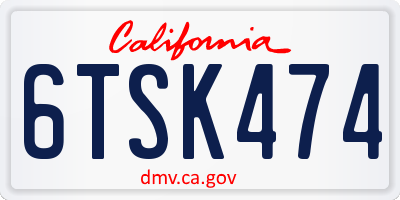 CA license plate 6TSK474