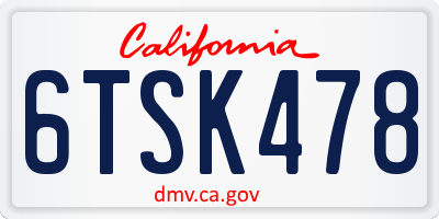 CA license plate 6TSK478