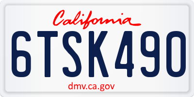 CA license plate 6TSK490