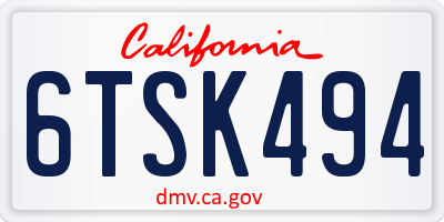 CA license plate 6TSK494