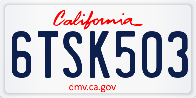 CA license plate 6TSK503