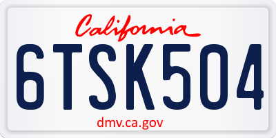CA license plate 6TSK504