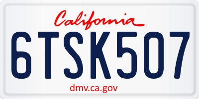 CA license plate 6TSK507