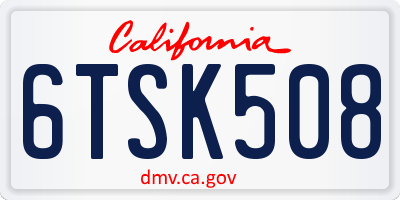 CA license plate 6TSK508