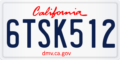 CA license plate 6TSK512