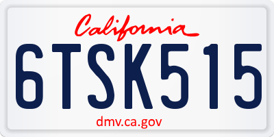 CA license plate 6TSK515