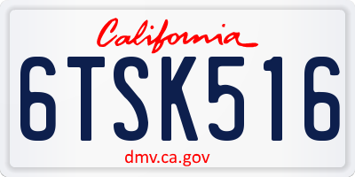 CA license plate 6TSK516