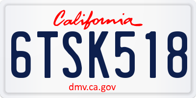 CA license plate 6TSK518