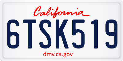 CA license plate 6TSK519