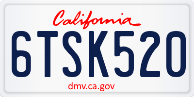 CA license plate 6TSK520