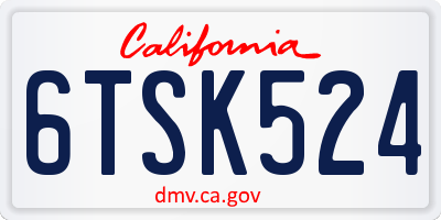 CA license plate 6TSK524