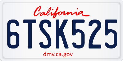 CA license plate 6TSK525