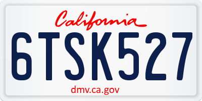 CA license plate 6TSK527