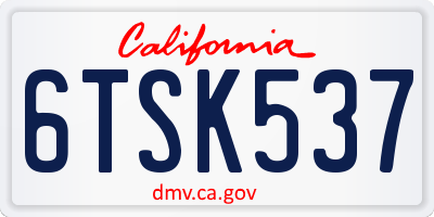 CA license plate 6TSK537