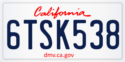 CA license plate 6TSK538