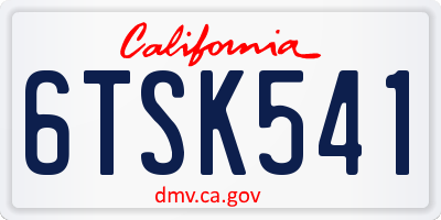 CA license plate 6TSK541