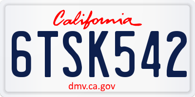 CA license plate 6TSK542