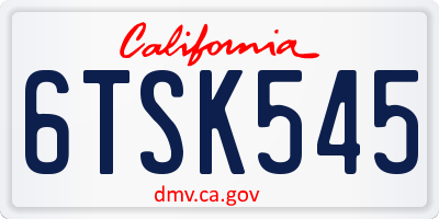 CA license plate 6TSK545
