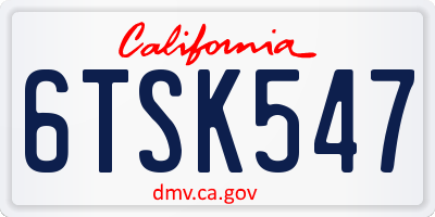 CA license plate 6TSK547