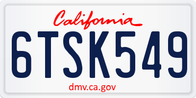 CA license plate 6TSK549