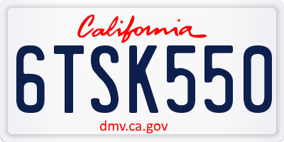 CA license plate 6TSK550