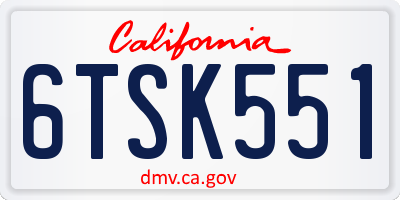 CA license plate 6TSK551