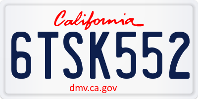 CA license plate 6TSK552