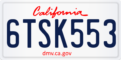 CA license plate 6TSK553