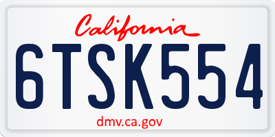 CA license plate 6TSK554