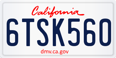 CA license plate 6TSK560