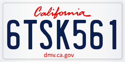 CA license plate 6TSK561