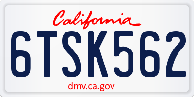 CA license plate 6TSK562