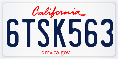 CA license plate 6TSK563