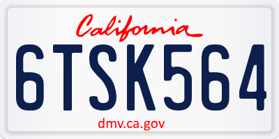 CA license plate 6TSK564