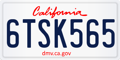 CA license plate 6TSK565