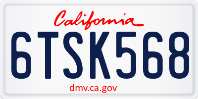 CA license plate 6TSK568