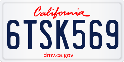 CA license plate 6TSK569