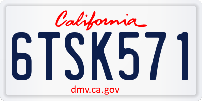 CA license plate 6TSK571