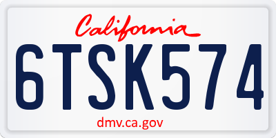 CA license plate 6TSK574