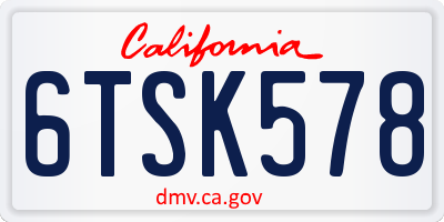 CA license plate 6TSK578