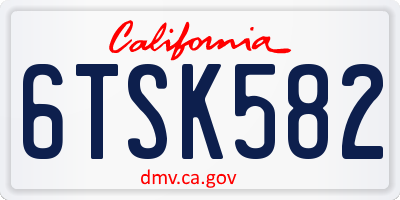 CA license plate 6TSK582