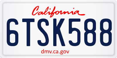 CA license plate 6TSK588