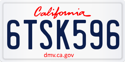 CA license plate 6TSK596