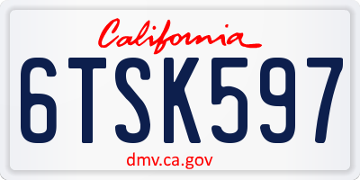 CA license plate 6TSK597