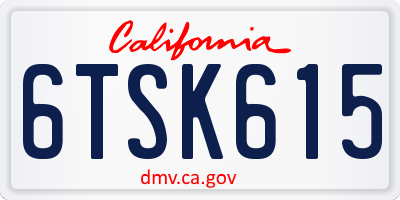 CA license plate 6TSK615