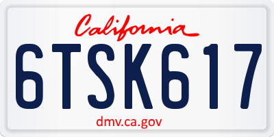 CA license plate 6TSK617