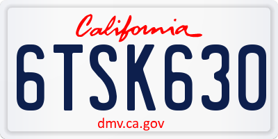 CA license plate 6TSK630